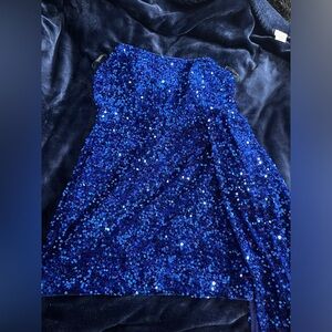 Ava Draped Sequin Mini Dress - Royal *BRAND NEW NEVER WORN*